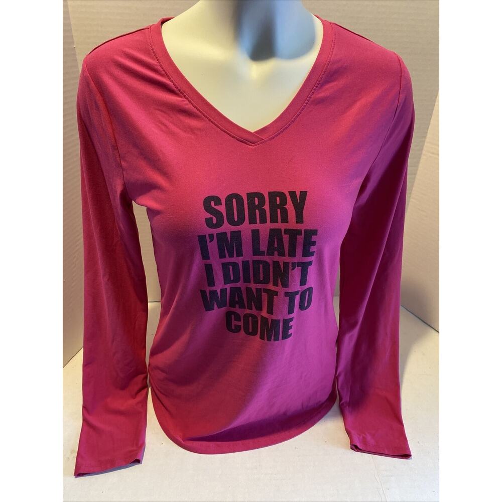 No Boundaries T-shirt; SORRY I'M LATE I DIDN'T WANT TO COME‎ V neck; size: 11/13